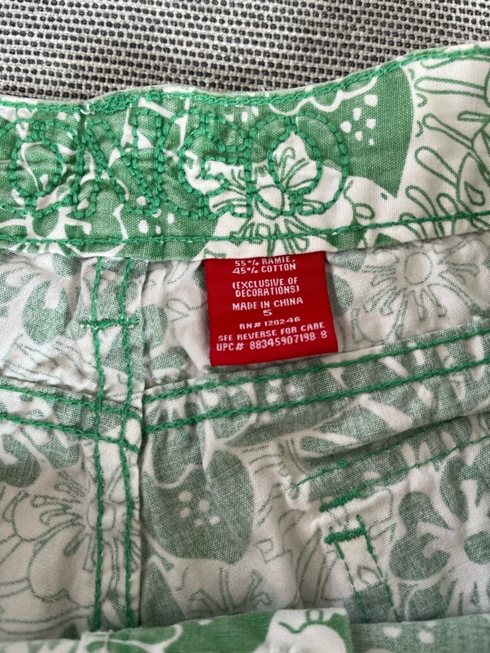Bongo Retro Vtg Y2K 90'sFloral Shorts Green White Womens Paisley Shorty Shorts 5 - Picture 14 of 14